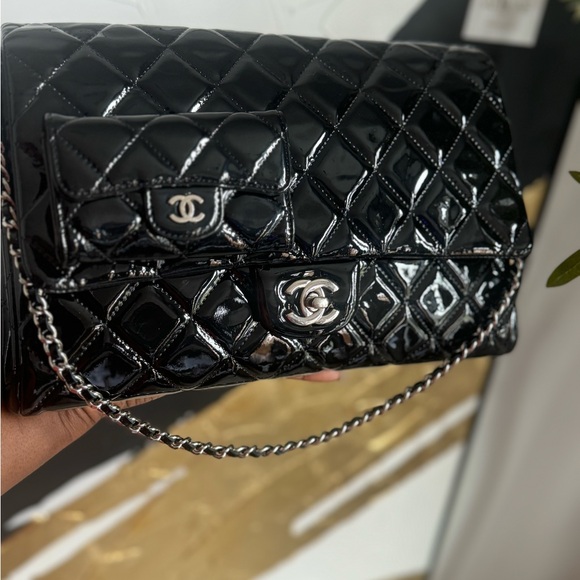 Chanel Patent Quilted Clutch with Chain in Black - Picture 15 of 15